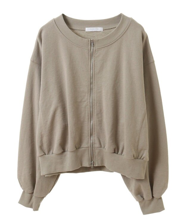 Green Parks ウ゛ィンテージ風ｚｉｐ裏毛カーディガン Gray Beige