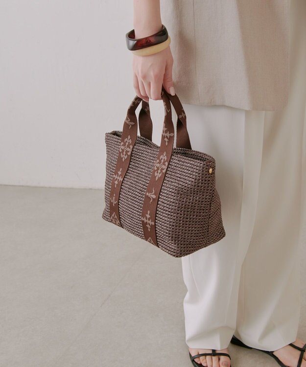 russet ナイロンラフィアデイリーミニトートバッグ(CE-1712) D.Brown