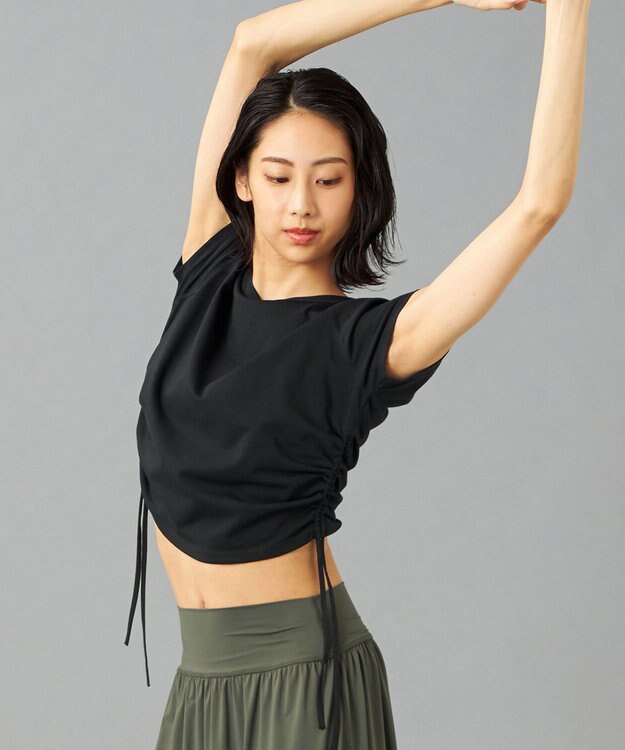 Chacott Chacott BALANCE HandsomeCotton サイドギャザーTシャツ ブラック