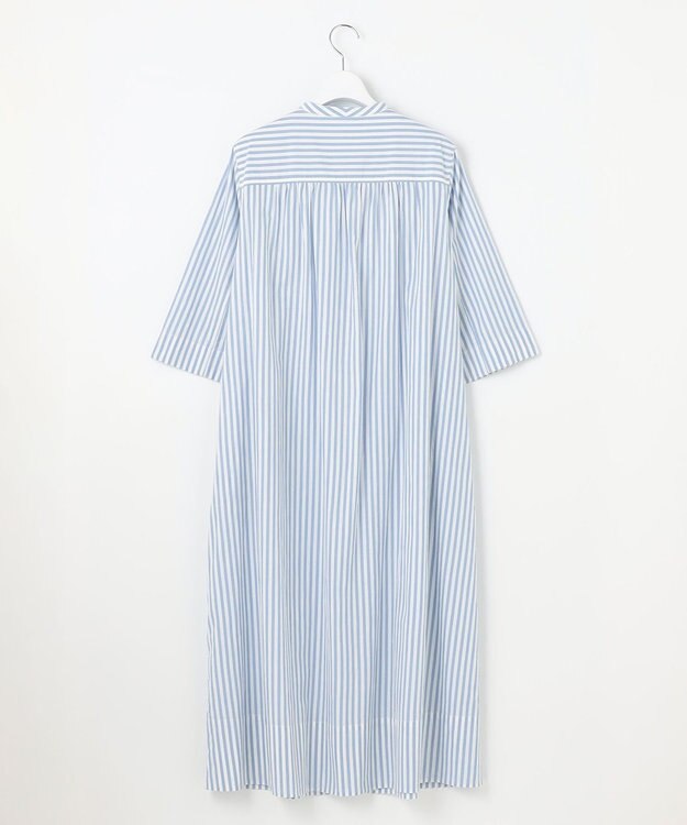23区 【Indian Factory】コットンポプリン タックディテール シャツワンピース ブルーストライプ