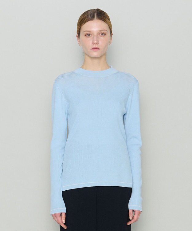 JOSEPH 【洗える】ウールリブ　ラウンドネックニット Arctic
