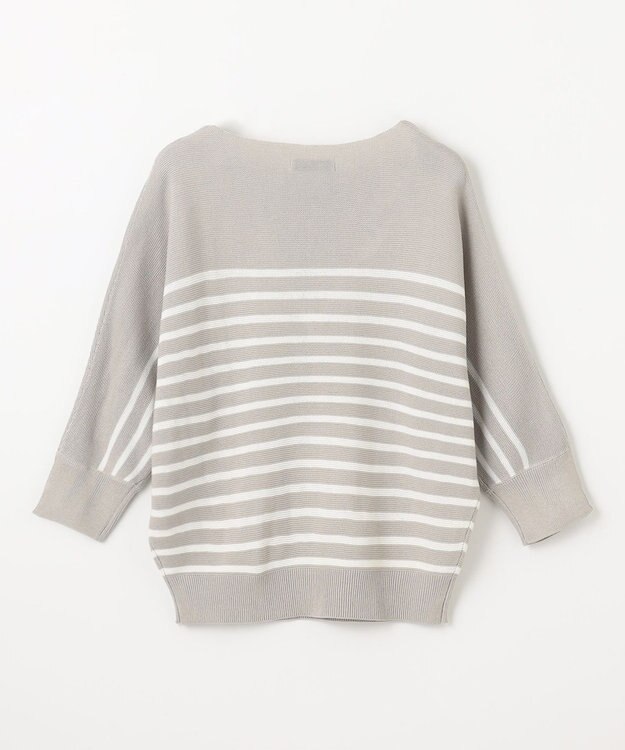 ANY L 【洗濯機可/アンチピリング/UVケア】アクリルガーターニット グレー×オフボーダー