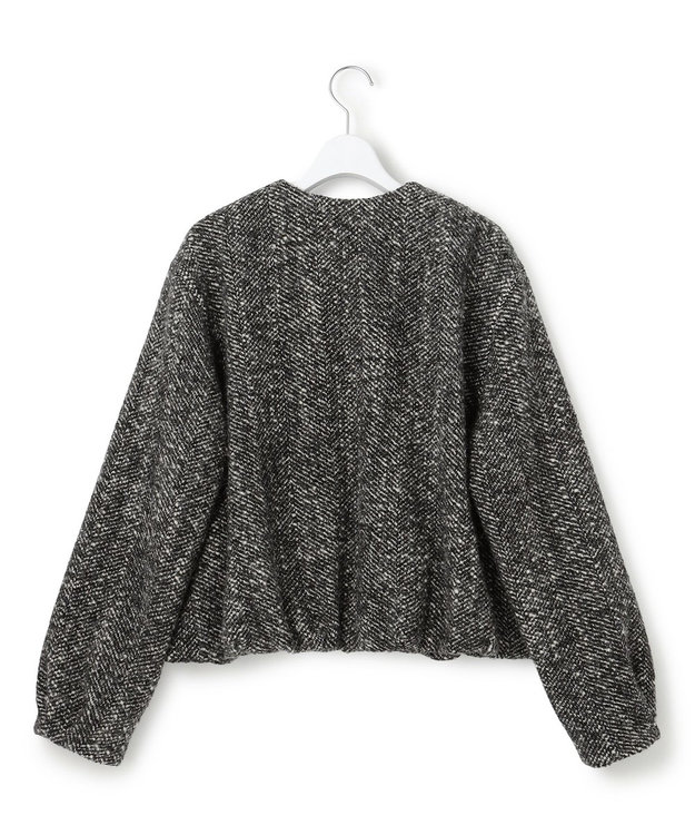 23区 S 【STORY11月掲載】BALLI ヘリンボーンツイード ノーカラー ブルゾン モノトーン系