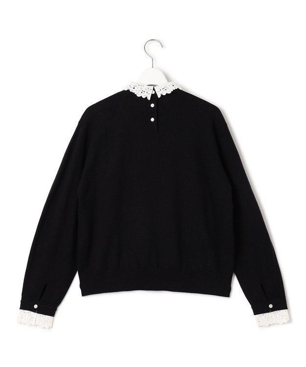 23区 【洗える】エンブロイダリー フラワーレースコンビ ニット ブラック系