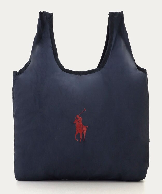 MOONBAT POLO RALPH LAUREN(ポロ ラルフローレン)ポロポニー ポケッタブル レインバッグ Sサイズ 無地 ストラップベルト付き ネイビーブルー