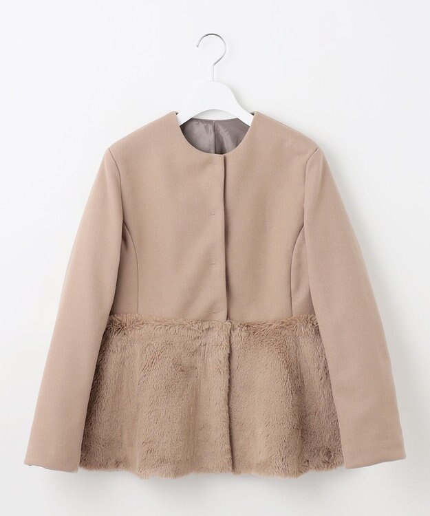 新品タグ付✨️ランバンオンブルー ノーカラーペプラムジャケット ビジュー ベージュ セール】 【UVカット・接触冷感・吸水速乾】スマートビューティ