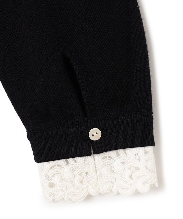 23区 【洗える】エンブロイダリー フラワーレースコンビ ニット ブラック系