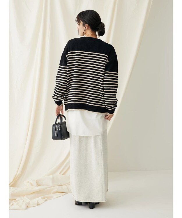 CRAFT STANDARD BOUTIQUE 洗えるモールニットボーダープルオーバー Black