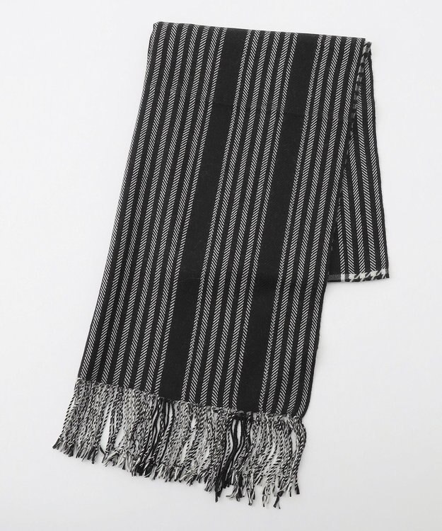 ICB コンビネーションチェックカシミヤストール ブラック柄系