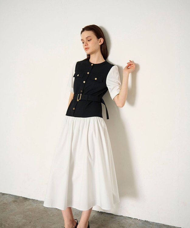 GRACE CONTINENTAL レイヤードコンビワンピース ブラック