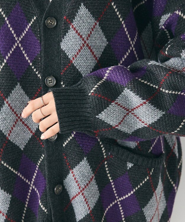 CRAFT STANDARD BOUTIQUE アーガイル柄カーディガン Blue