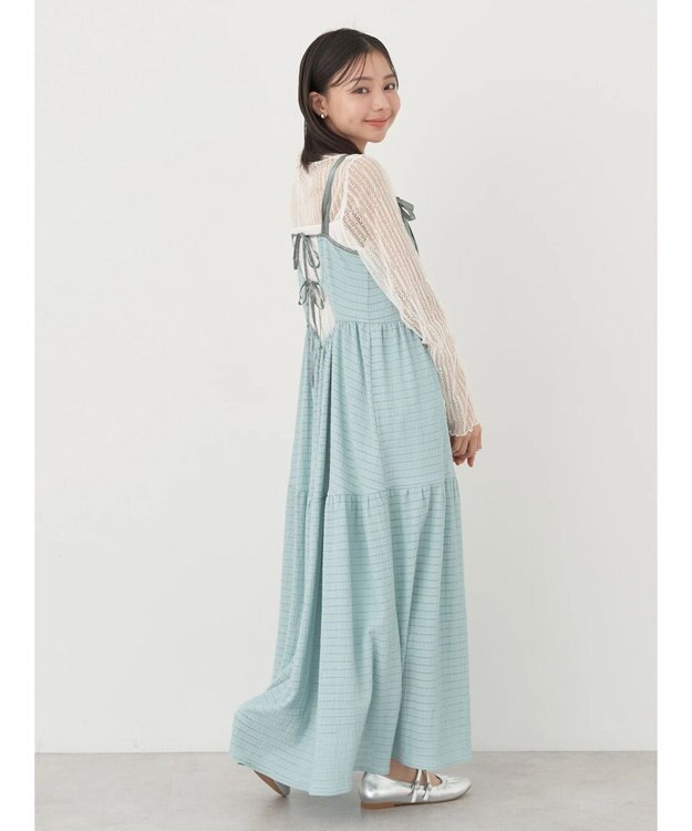 earth music&ecology 表面感肩リボンキャミワンピース Mint