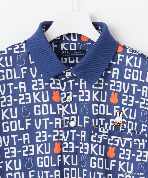 23区GOLF 【MEN】【吸水速乾/UVカット】ミッフィーロゴポロシャツ ブルー系5
