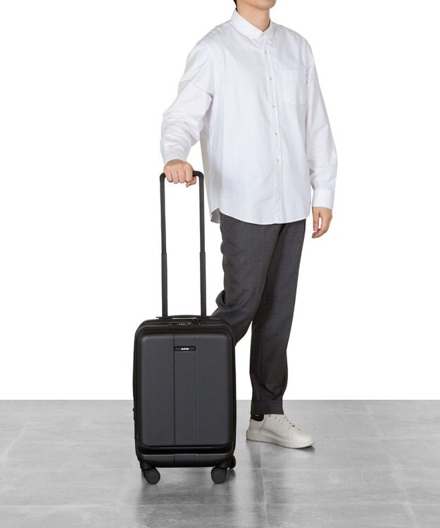 ACE BAGS & LUGGAGE ACE フォールズ スーツケース ２~３泊目安 フロントポケット・キャスターストッパー機能付き 06905 エース マットブラック