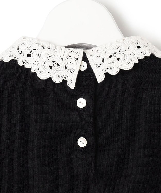 23区 【洗える】エンブロイダリー フラワーレースコンビ ニット ブラック系