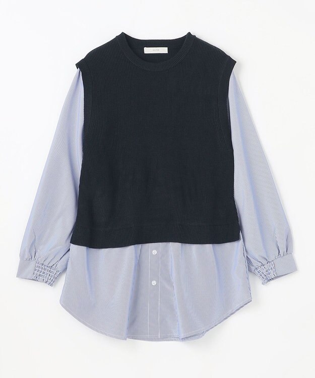 ANY 【洗濯機可】ベストドッキングブラウス ネイビー
