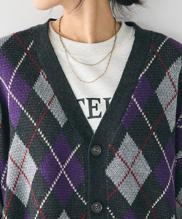 CRAFT STANDARD BOUTIQUE アーガイル柄カーディガン Blue