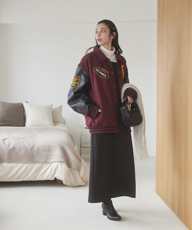 WEGO 【ユニセックス着用ITEM/SMLサイズ展開】メルトンワッペンスタジャン ワイン