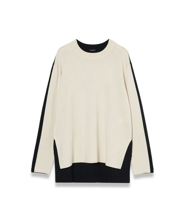 JOSEPH 【洗える】バイカラー　ロングスリーブニット Quail/Black