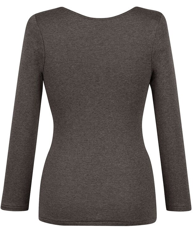 Wing あったかインナー 綿混素材 裏起毛(肌側) よく伸びる素材 ストレッチ性 【ラクのびサーモ】 保温性 8分袖 長袖 秋 冬 EL6812 ウイング／ワコール ブラウン