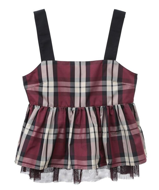 Green Parks ・ＳＵＧＡＲ　ＳＰＯＯＮ　チェックペプラムビスチェ Bordeaux