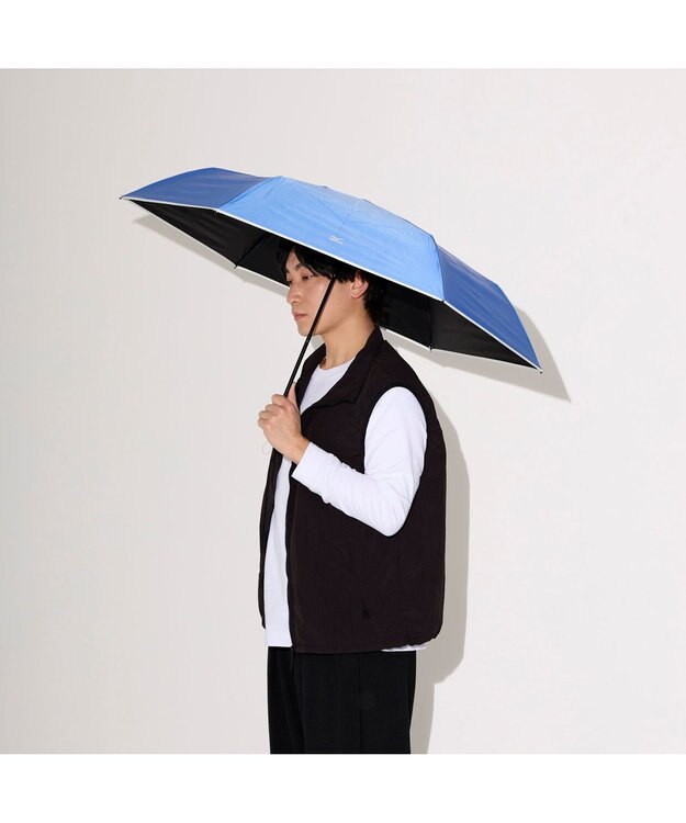 MOONBAT MIZUNO  (ミズノ) 無地 ロゴ 日傘 折りたたみ傘 パラソル 晴雨兼用 ユニセックス  軽量 一級遮光 遮熱効果 遮光率100% UV遮蔽100% スカイブルー