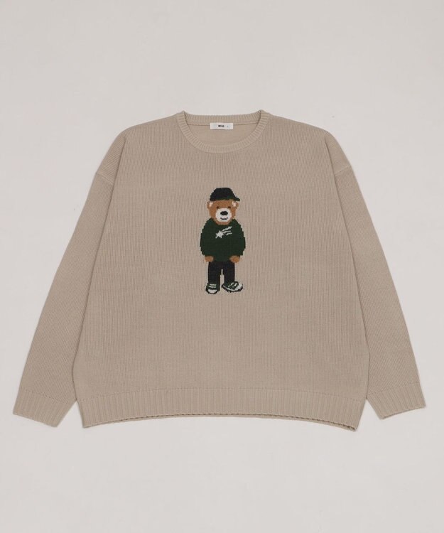 WEGO 【ユニセックス着用ITEM/MLサイズ展開】ジャガードアニマルプルオーバー オフホワイト