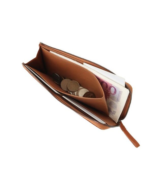 genten ゴートベーシック Ｌファスナー長財布 チャ