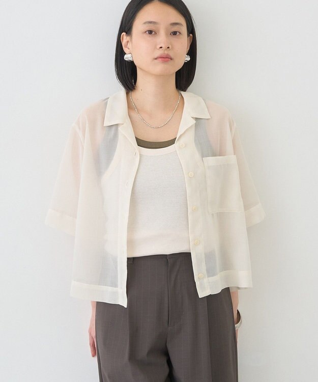 AMERICAN HOLIC シアーショート丈開襟シャツ Ivory