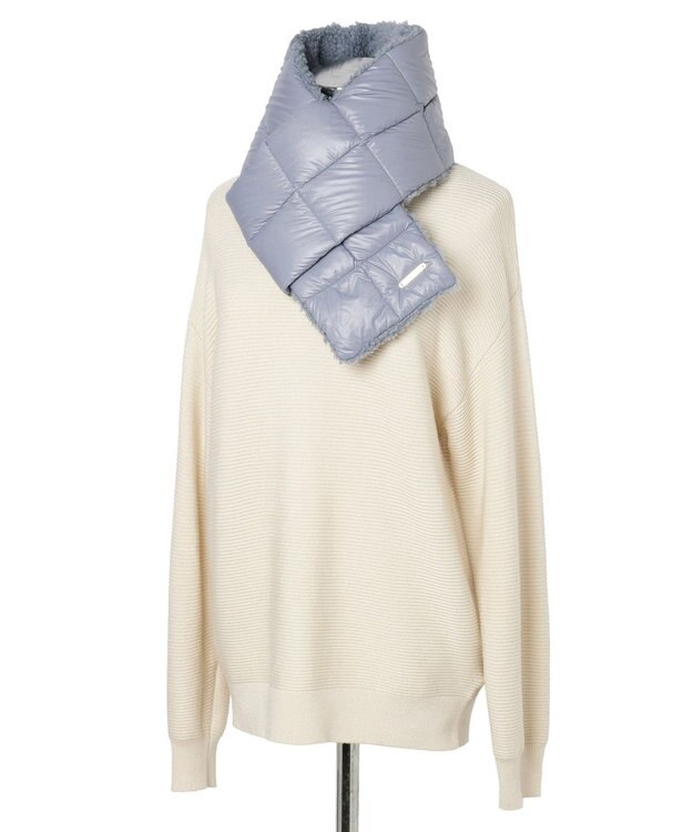 MOONBAT FURLA 【リバーシブル】フェイクファー×ダウンマフラー ボア サックスブルー