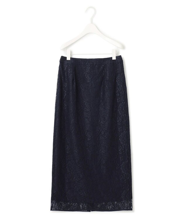 ICB 【洗える】ナイロンラッセルレース ナロースカート ネイビー系