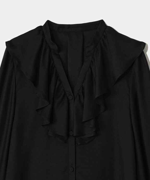 GRACE CONTINENTAL スキッパーラッフルブラウス ブラック