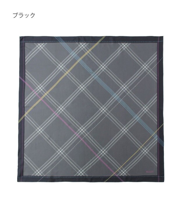 MOONBAT MACKINTOSH PHILOSOPHY(マッキントッシュ フィロソフィー）シルクスカーフ チェック 88×88㎝ 日本製 ブラック