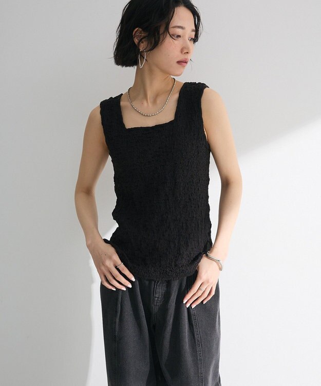 Green Parks 表面感タンクトップ Black