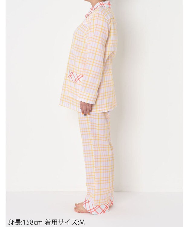 tsumori chisato SLEEP パジャマ　長袖　長ズボン　綿100%　二重ガーセ素材　/ワコール　UDX547 イエロー