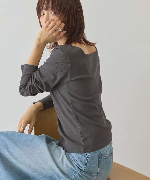 AMERICAN HOLIC 【2WAY】スクエアネックプルオーバー Charcoal Gray