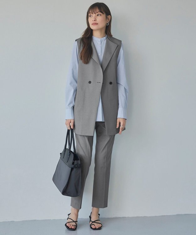 ICB 【接触冷感・UVケア・撥水・洗える】 LooseWeave ノーカラージレ モスグレー系