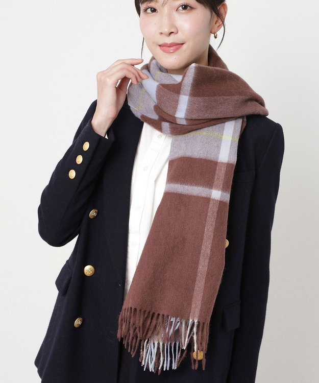 MOONBAT MACKINTOSH PHILOSOPHY(マッキントッシュ フィロソフィー）ウール100% 2WAYチェックポンチョストール ブラウン