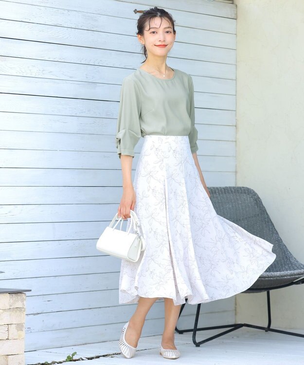 Tiaclasse 【洗える】ねじりリボン袖ブラウス ミント