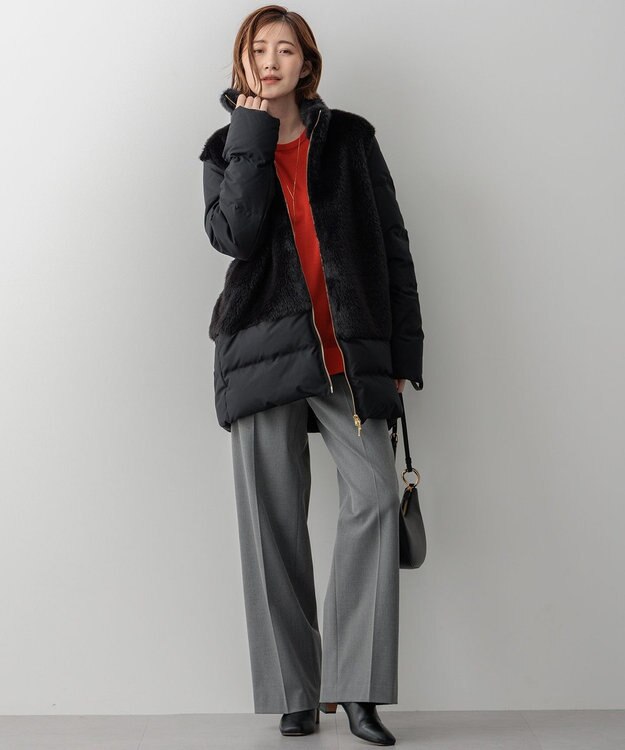 23区 【洗える】ウォームストレッチ ワイドパンツ グレー系