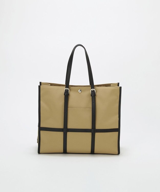 TOPKAPI 【Breath TOPKAPI】FRAME フレーム レザーベルト スクエア トートバッグ　A4 / 軽量 ベージュ