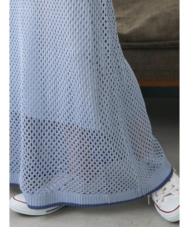 CRAFT STANDARD BOUTIQUE 配色メッシュニットスカート Grayish Blue