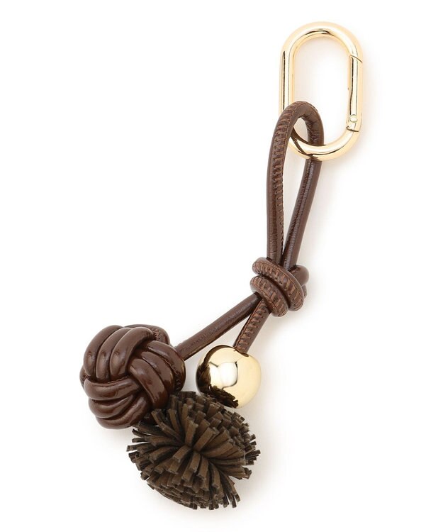 23区 【WEB&一部店舗限定】ボール フリンジ チャーム カーキ×ダークブラウン