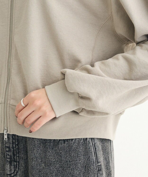 Green Parks ウ゛ィンテージ風ｚｉｐ裏毛カーディガン Gray Beige