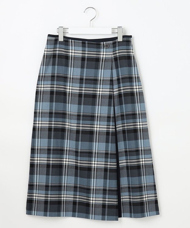 J.PRESS LADIES 【洗える】テトロンレーヨン/ウール milledタータン スカート ブルーチェック系