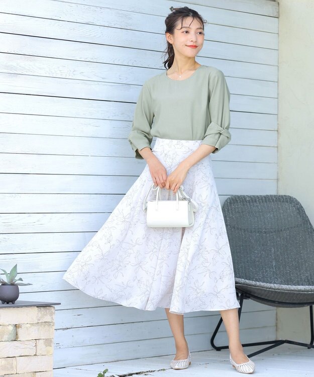 Tiaclasse 【洗える】ねじりリボン袖ブラウス ミント