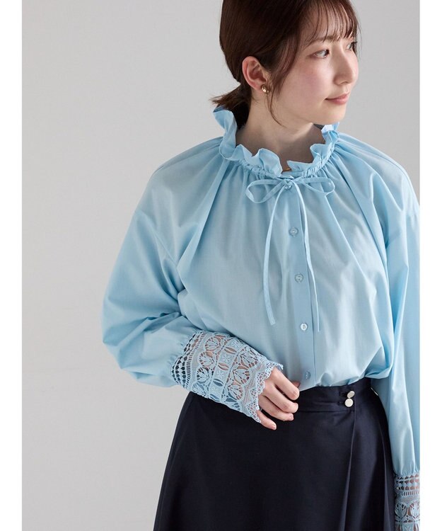 Te chichi レースカフスブラウス サックスブルー