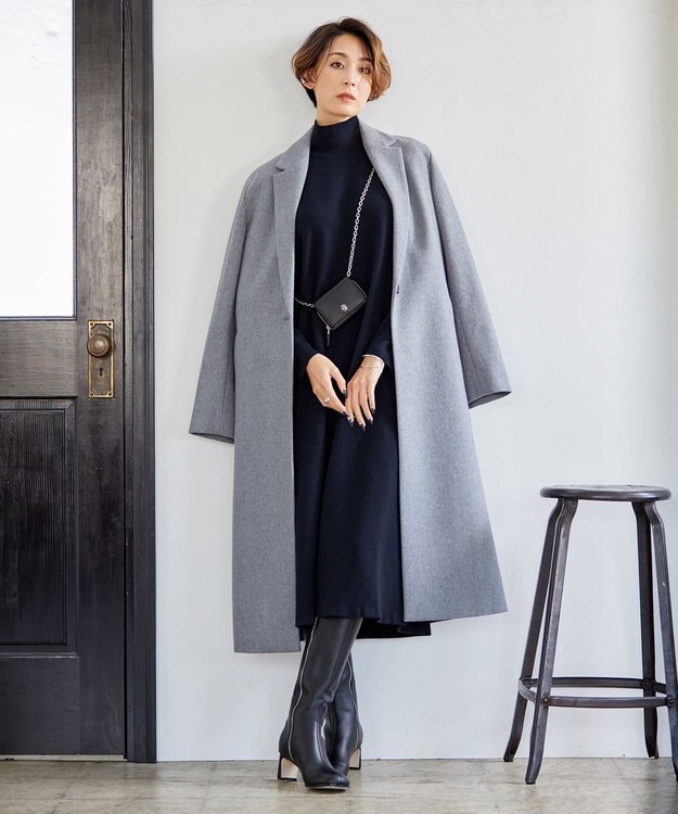 ICB ウールライトメルトン チェスターコート ライトグレー系