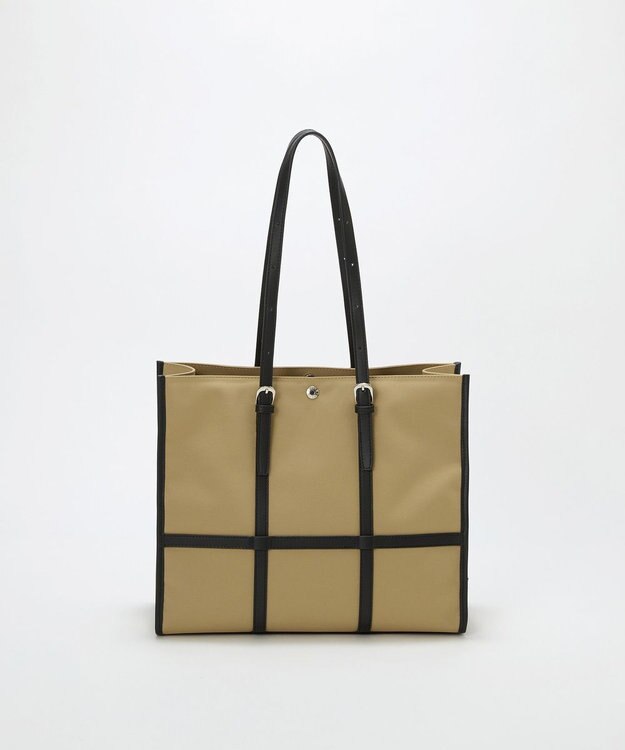 TOPKAPI 【Breath TOPKAPI】FRAME フレーム レザーベルト スクエア トートバッグ　A4 / 軽量 ベージュ