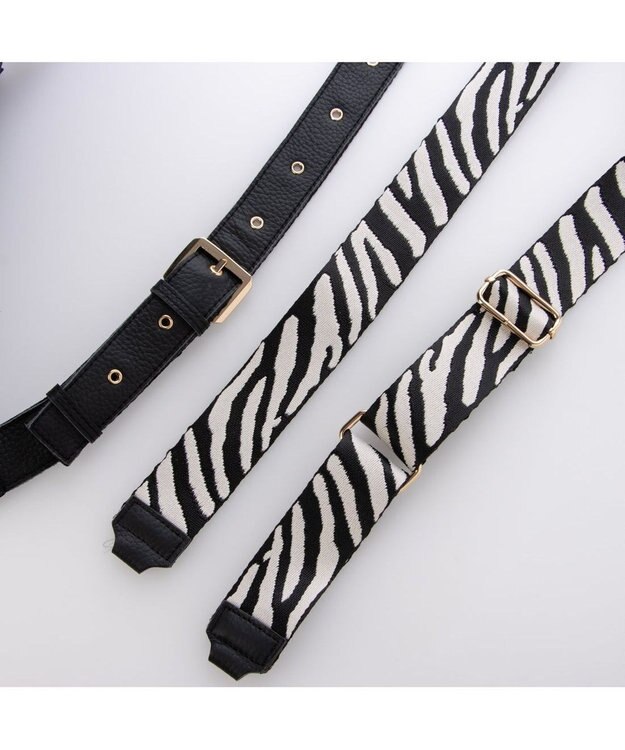 UNBILLION ペルケ perche / 牛革×ナイロンチェンジベルトキーチャームショルダー ブラック